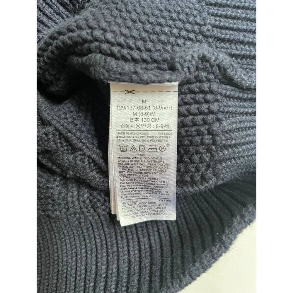 Gap Kids Cable Knit Button Mock Neck Sweater Galaxy Blue size medium 8